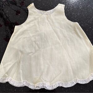 Cream Sleeveless Kids Top with Lace Trim